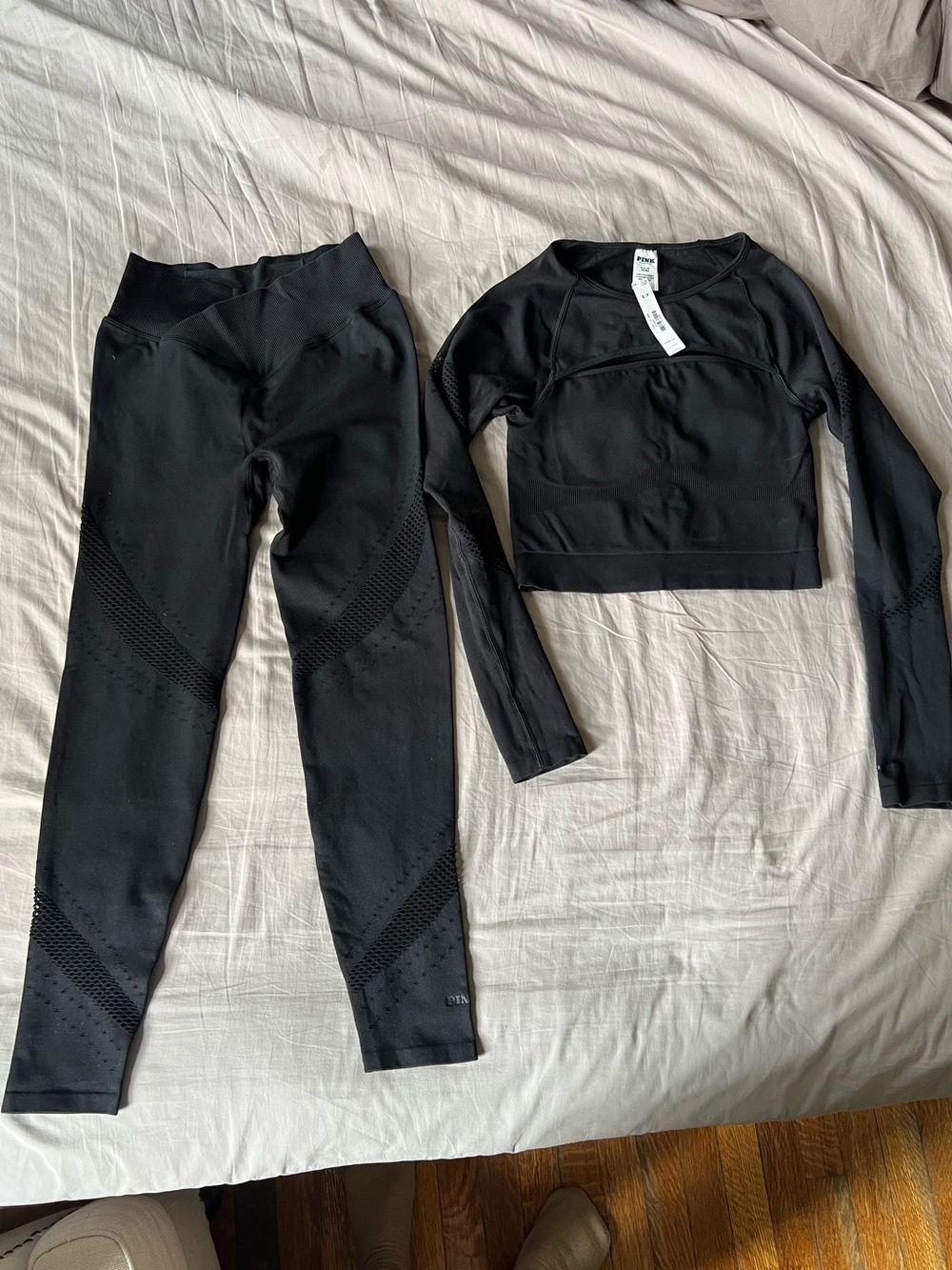 PINK Victoria's Secret Black Seamless Workout Set